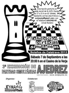 Cartel de la 3ª exhibición de partidas simultáneas de ajedrez